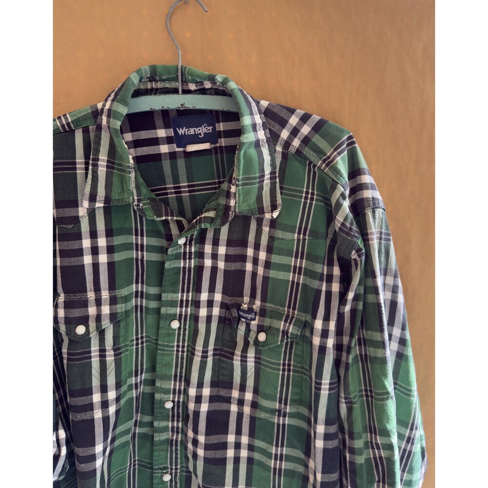 Vintage Wrangler Green Plaid Western Shirt | XL | Mens | Button Up Flannel
